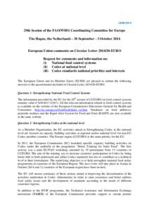 [removed]29th Session of the FAO/WHO Coordinating Committee for Europe The Hague, the Netherlands - 30 September - 3 October[removed]European Union comments on Circular Letter[removed]EURO