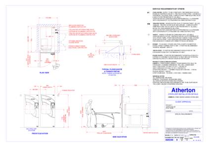 SERVICE REQUIREMENTS BY OTHERS COLD WATER- SUPPLY TO BE CONSTANTLY BETWEEN 200 & 500 KPA, MAXIMUM TEMPERATURE 25°C, TREATED IF OVER 2 PPMMMOL/L) HARDNESS, CHLORIDE FREE, COMPLETE WITH 15MM ISOLATING VALVE & BACK