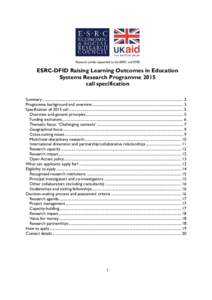 ESRC-DFID Raising Learning Outcomes call specification