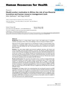 Human Resources for Health  BioMed Central Open Access