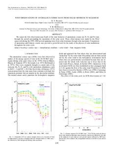 The Astrophysical Journal, 586:L99–L101, 2003 March 20 䉷 2003. The American Astronomical Society. All rights reserved. Printed in U.S.A. WIND OBSERVATIONS OF ANOMALOUS COSMIC RAYS FROM SOLAR MINIMUM TO MAXIMUM D. V. 