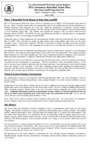 U.S. Environmental Protection Agency Region 3  EPA Announces Remedial Action Plan Kim Stan Landfill Superfund Site Selma, Alleghany County, Virginia May 2008