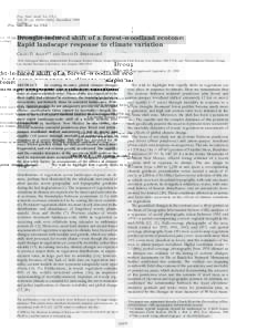Proc. Natl. Acad. Sci. USA Vol. 95, pp[removed]–14842, December 1998 Ecology Drought-induced shift of a forest–woodland ecotone: Rapid landscape response to climate variation