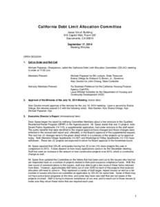 California Debt Limit Allocation Committee Jesse Unruh Building 915 Capitol Mall, Room 587  Sacramento, CA 95814