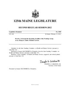 125th MAINE LEGISLATURE SECOND REGULAR SESSION-2012 Legislative Document No. 1818