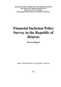 Financial Inclusion Policy Survey in the Republic of Belarus