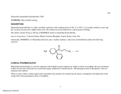 Demerol (meperidine hydrochloride) tablets label