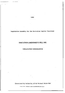 1992  Legislative Assembly for the Australian Capital Territory EDUCATION (AMENDMENT) BILL 1992