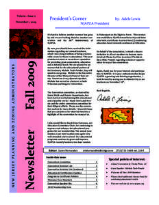 Newsletter       Fall 2009                 Volume 1 Issue 2  President’s Corner   