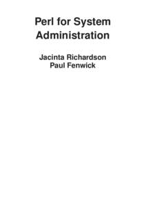 Perl for System Administration Jacinta Richardson Paul Fenwick  Perl for System Administration