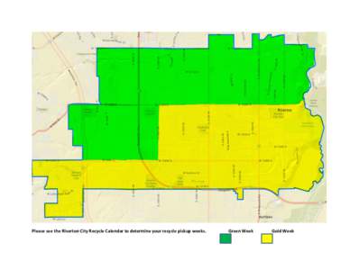 Please see the Riverton City Recycle Calendar to determine your recycle pickup weeks.  Green Week Gold Week