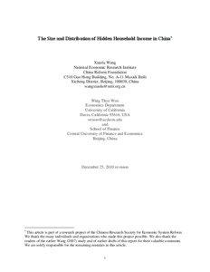 The Size and Distribution of Hidden Household Income in China  Xiaolu Wang