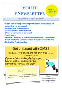 YOUTH  Spring 2013 ENEWSLETTER