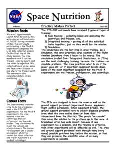 Space Nutrition Volume 1 Mission FFacts acts