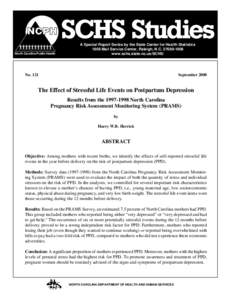 SCHS Studies North Carolina Public Health A Special Report Series by the State Center for Health Statistics 1908 Mail Service Center, Raleigh, N.C[removed]www.schs.state.nc.us/SCHS/