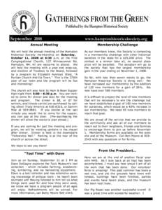 GATHERINGS FROM THE GREEN Published by the Hampton Historical Society September[removed]www.hamptonhistoricalsociety.org