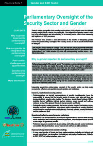 Practice Note 7  Gender and SSR Toolkit Parliamentary Oversight of the Security Sector and Gender
