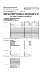 Input sheet for City1.XLS budget form Enter City Name ( City of ) Enter County Name followed by 