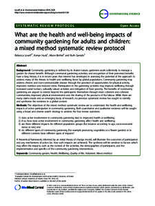 Community building / Urban agriculture / Environmentalism / Evaluation methods / Healthcare / Gardening / Guerrilla gardening / Community gardening / Randomized controlled trial / Environment / Science / Knowledge