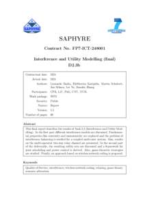 SAPHYRE  SAPHYRE Contract No. FP7-ICTInterference and Utility Modelling (final) D2.3b