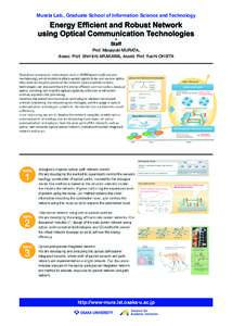 Murata Lab., Graduate School of Information Science and Technology  Staff Prof. Masayuki MURATA, Assoc. Prof. Shin’ichi ARAKAWA, Assist. Prof. Yuichi OHSITA