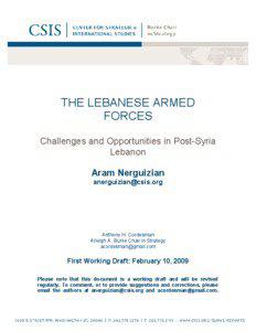 THE LEBANESE ARMED FORCES Challenges and Opportunities in Post-Syria