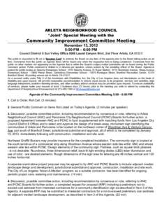 Politics / Arleta /  Los Angeles / Principles / Brown Act / Pittsburgh Cable News Channel / Agenda / Public comment / Minutes / Committee / Meetings / Parliamentary procedure / Government