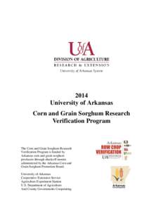 2014 University of Arkansas Corn and Grain Sorghum Research Verification Program  The Corn and Grain Sorghum Research