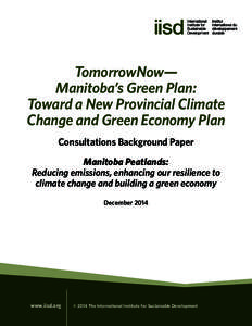 TomorrowNow— Manitoba’s Green Plan: Toward a New Provincial Climate Change and Green Economy Plan Consultations Background Paper Manitoba Peatlands: