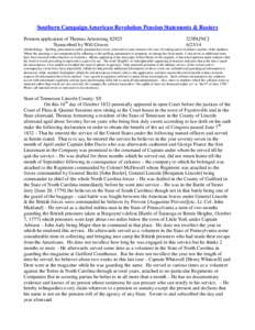 Southern Campaign American Revolution Pension Statements & Rosters Pension application of Thomas Armstrong S2925 Transcribed by Will Graves f23PA[NC[removed]