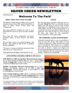 ALLEGAN COUNTY PARKS, RECREATION & TOURISM  SILVER CREEK NEWSLETTER Memorial Day of[removed]Welcome To The Park!