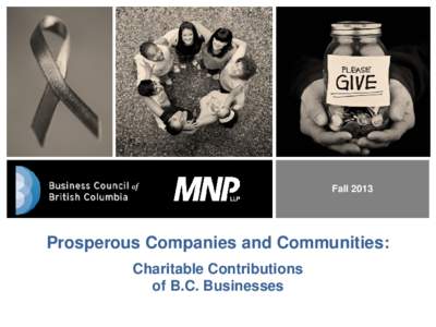 Fall[removed]Prosperous Companies and Communities: Charitable Contributions of B.C. Businesses