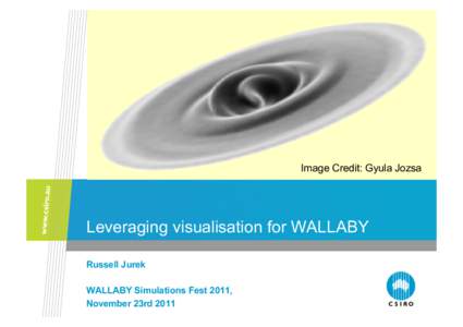 Image Credit: Gyula Jozsa  Leveraging visualisation for WALLABY Russell Jurek WALLABY Simulations Fest 2011, November 23rd 2011