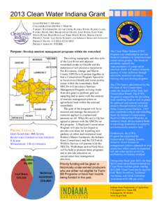 2013 Clean Water Indiana Grant LEAD DISTRICT: ORANGE COLLABORATING DISTRICT: MARTIN TARGET WATERSHEDS: ALTAR CREEK-PATOKA RIVER, PATOKA LAKEPATOKA RIVER, DRY BRANCH-LOST RIVER, LOST RIVER, EAST FORK WHITE RIVER, BARN RUN