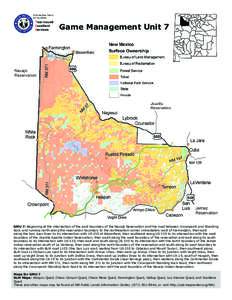 Game Management Unit 7  GMU 7: Beginning at the intersection of the east boundary of the Navajo Reservation and the road between Crownpoint and Standing Rock and running north along the reservation boundary to the northe