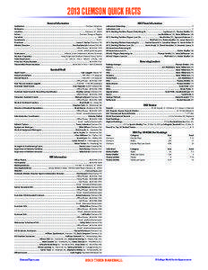 2013 CLEMSON QUICK FACTS General Information