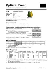 Optimal Fresh The fruit, vegetable and fresh produce expert system Detailed Report Printed on Wednesday, 19 December 2001