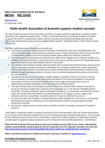 PUBLIC HEALTH ASSOCIATION OF AUSTRALIA  MEDIA RELEASE www.phaa.net.au  22 September 2014