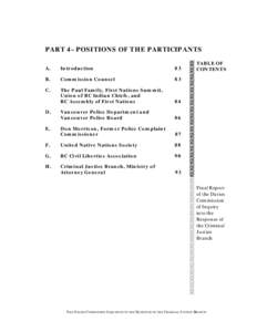 PART 4 – POSITIONS OF THE PARTICIPANTS