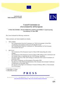 EN  COUNCIL OF THE EUROPEAN UNION  Council Conclusions on