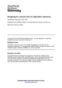 Designing for e-Social Action An Application Taxonomy DEARDEN, Andy and LIGHT, Ann Available from Sheffield Hallam University Research Archive (SHURA) at: