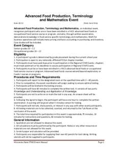 Advanced Food Production, Terminology and Mathematics Event RulesState Event Only)