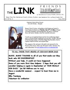 THE  LINK News from the Henderson County Library System www.henderson.lib.nc.us/hcpl_friends.html Vol. 60 No. 6