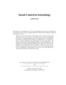 Social Control in Scientology by Bob Penny