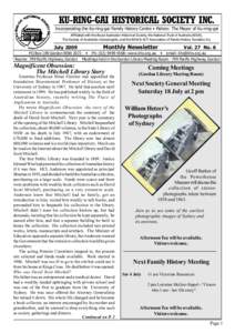 KU-RING-GAI HISTORICAL SOCIETY INC.  Incorporating the Ku-ring-gai Family History Centre • Patron: The Mayor of Ku-ring-gai Affiliated with the Royal Australian Historical Society, the National Trust of Australia (NSW)