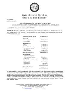 State of North Carolina LINDA COMBS STATE CONTROLLER Office of the State Controller