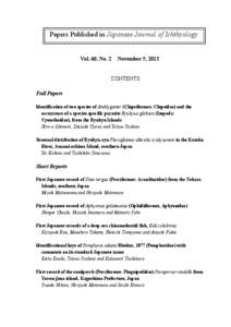 Papers Published in Japanese Journal of Ichthyology  Vol. 60, No. 2 November 5, 2013
