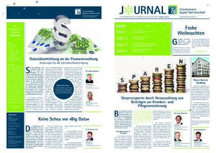 J URNAL  SEITE 4 Der Informationsdienst von Clostermann & Jasper Partnerschaft ∙ Ausgabe