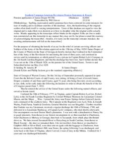 Southern Campaign American Revolution Pension Statements & Rosters Pension application of James Draper W3786 Obedience fn38SC Transcribed by Will Graves[removed]