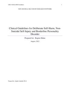 Clinical Guidelines for Deliberate Self-Harm, Non-Suicidal Self-Injury and Borderline Personality Disorder